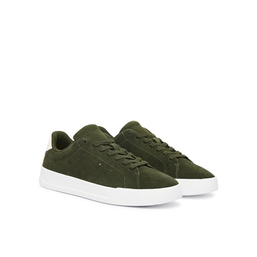 Sneakersy Tommy Hilfiger Th Court Core Suede FM0FM05716 Zielony ze sklepu eobuwie.pl w kategorii Buty sportowe męskie - zdjęcie 187388260