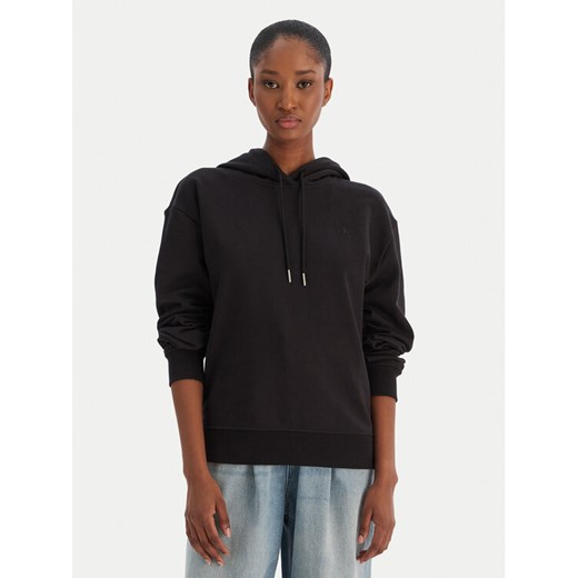 Calvin Klein Jeans Bluza Ls Monogram Terry Po LV047C224G Czarny Regular Fit ze sklepu MODIVO w kategorii Bluzy damskie - zdjęcie 187388491