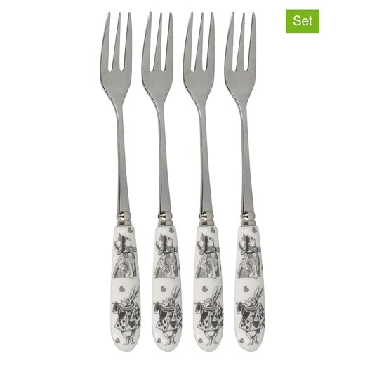 Mikasa Widelczyki (4 szt.) &quot;Alice In Wonderland&quot; w kolorze srebrno-białym do ciasta ze sklepu Limango Polska w kategorii Sztućce - zdjęcie 187389501