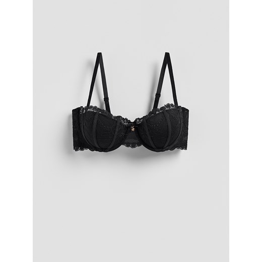Reserved - Biustonosz balkonetka z koronką - czarny ze sklepu Reserved w kategorii Biustonosze - zdjęcie 187390442