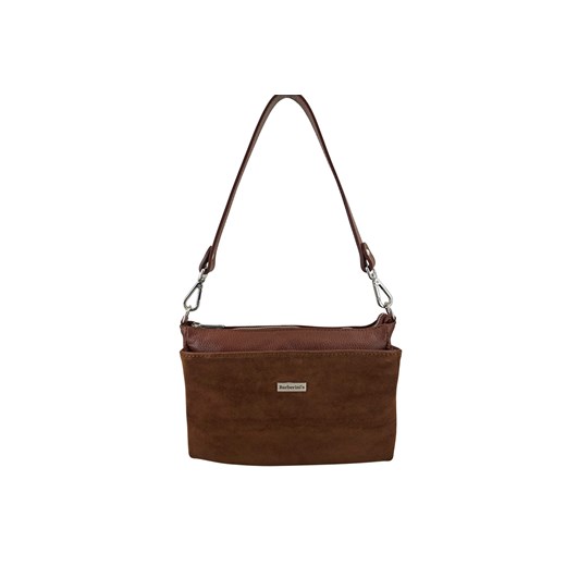Pojemna torebka listonoszka ze skóry i zamszu - Brązowa ze sklepu Barberinis w kategorii Listonoszki - zdjęcie 187390531