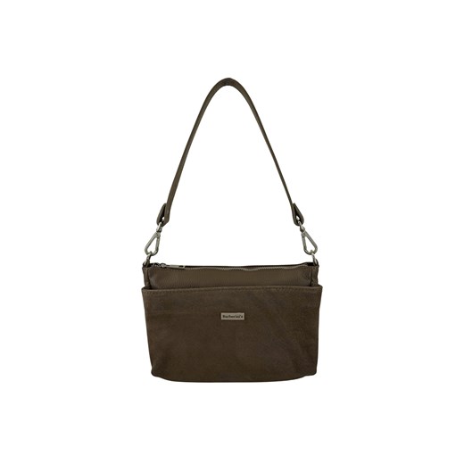 Pojemna torebka listonoszka ze skóry i zamszu - Beżowa ciemna ze sklepu Barberinis w kategorii Listonoszki - zdjęcie 187390534