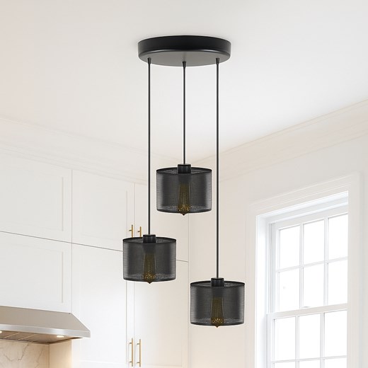 Czarna 3-punktowa lampa wisząca PUEBLO AŻUR ze sklepu Lysne w kategorii Lampy wiszące - zdjęcie 187390632
