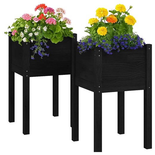 Zestaw czarnych drewnianych donic ogrodowych S5-T27 ze sklepu Edinos.pl w kategorii Donice i kwietniki ogrodowe - zdjęcie 187390770