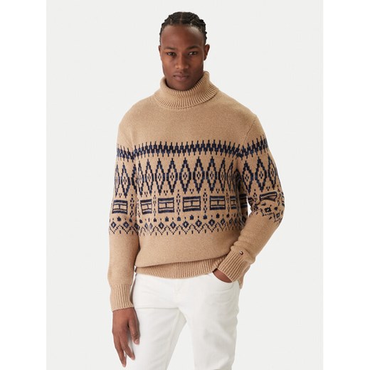 Tommy Hilfiger Golf Fairisle MW0MW40843 Beżowy Regular Fit ze sklepu MODIVO w kategorii Swetry męskie - zdjęcie 187391191