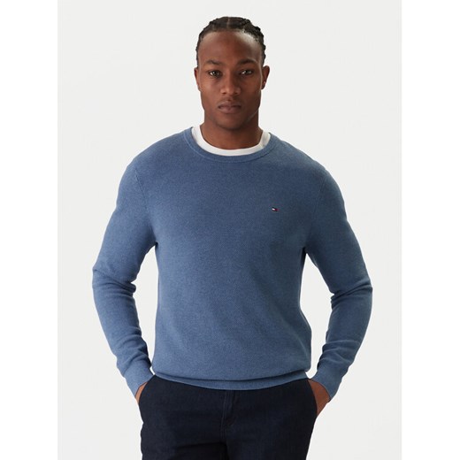 Tommy Hilfiger Sweter Essential MW0MW36347 Niebieski Regular Fit ze sklepu MODIVO w kategorii Swetry męskie - zdjęcie 187391193