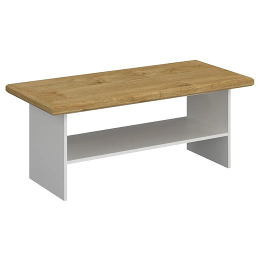 Klasyczna ława z półką biały + dąb harbor R0-L78 ze sklepu Edinos.pl w kategorii Stoliki kawowe - zdjęcie 187392280