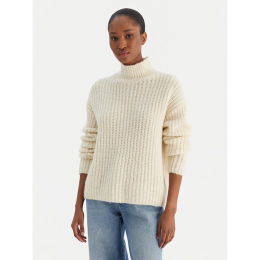 Calvin Klein Jeans Golf Brushed Wool Ls LV044D361G Biały Regular Fit ze sklepu MODIVO w kategorii Swetry damskie - zdjęcie 187393051