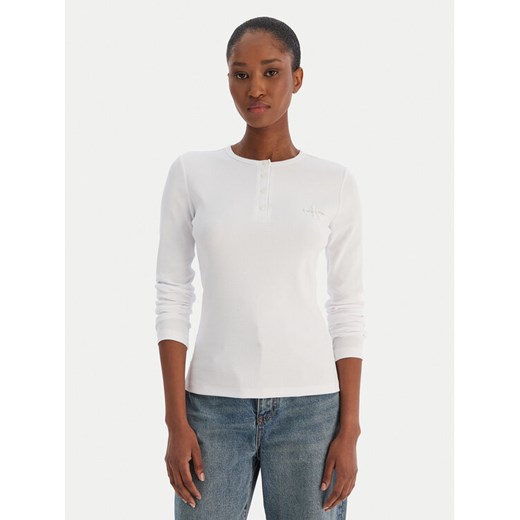Calvin Klein Jeans Bluzka LV047E201G Biały Regular Fit ze sklepu MODIVO w kategorii Bluzki damskie - zdjęcie 187393104