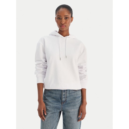 Calvin Klein Jeans Bluza Ls Monogram Terry Po LV047C224G Biały Regular Fit ze sklepu MODIVO w kategorii Bluzy damskie - zdjęcie 187393113