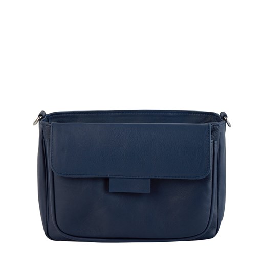 granatowa torebka damska skórzana na ramię, model Anna - dwa o ze sklepu Słoń Torbalski w kategorii Listonoszki - zdjęcie 187393540