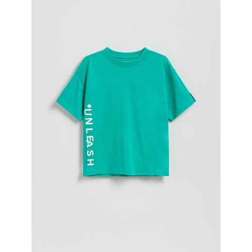 Reserved - Bawełniany t-shirt - morski ze sklepu Reserved w kategorii T-shirty chłopięce - zdjęcie 187393650