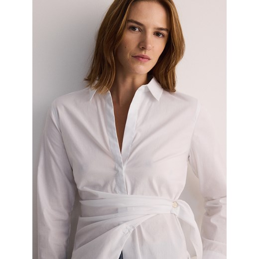 Reserved - Koszula z ozdobnym wiązaniem - biały ze sklepu Reserved w kategorii Koszule damskie - zdjęcie 187393653