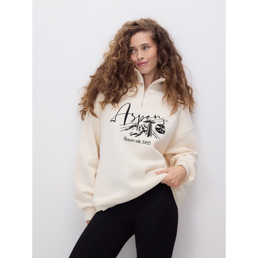Reserved - Bluza z nadrukiem - kremowy ze sklepu Reserved w kategorii Bluzy damskie - zdjęcie 187394602