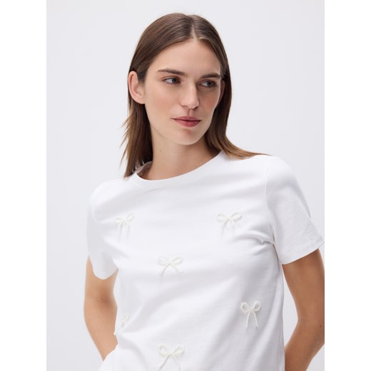 Reserved - T-shirt z kokardkami - biały ze sklepu Reserved w kategorii Bluzki damskie - zdjęcie 187394642