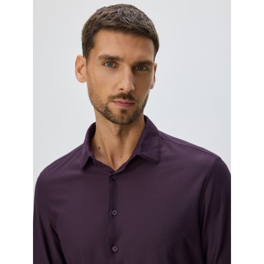Reserved - Koszula slim fit z bawełną - fioletowy ze sklepu Reserved w kategorii Koszule męskie - zdjęcie 187394710