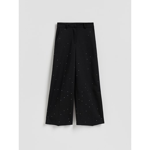 Reserved - Spodnie ze strasem - czarny Reserved S Reserved