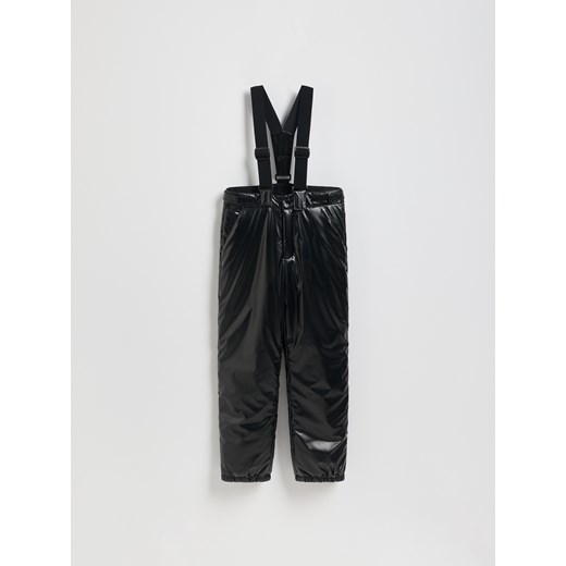 Reserved - Ocieplane spodnie na szelkach - czarny Reserved 152 (11 lat) Reserved