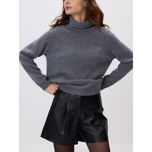 Reserved - Wełniany sweter z golfem - szary ze sklepu Reserved w kategorii Swetry damskie - zdjęcie 187394930