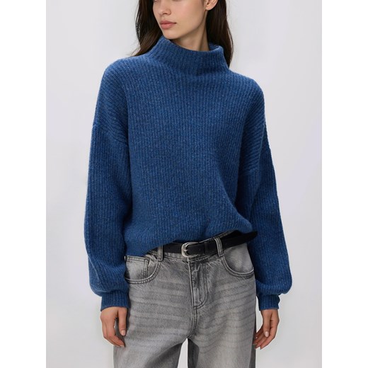 Reserved - Sweter z bufiastymi rękawami - granatowy ze sklepu Reserved w kategorii Swetry damskie - zdjęcie 187395042