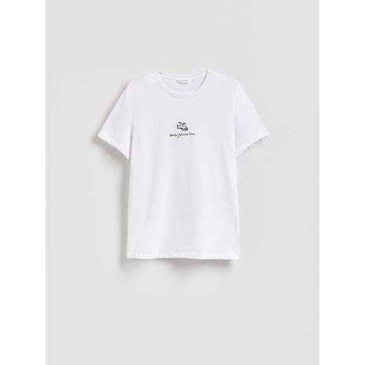 Reserved - T-shirt regular z nadrukiem - biały ze sklepu Reserved w kategorii T-shirty męskie - zdjęcie 187395114