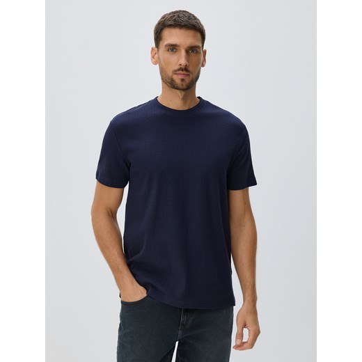 Reserved - Strukturalny t-shirt comfort fit - granatowy ze sklepu Reserved w kategorii T-shirty męskie - zdjęcie 187395143