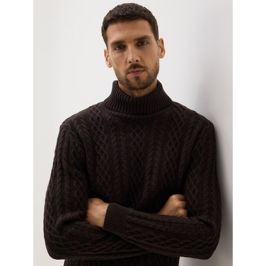 Reserved - Sweter z wełną - ciemnobrązowy ze sklepu Reserved w kategorii Swetry męskie - zdjęcie 187395151