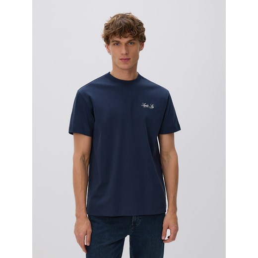 Reserved - T-shirt comfort z bawełny merceryzowanej - granatowy ze sklepu Reserved w kategorii T-shirty męskie - zdjęcie 187395220
