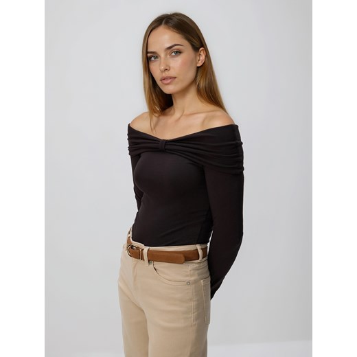 Reserved - Longsleeve z modalem - ciemnobrązowy ze sklepu Reserved w kategorii Bluzki damskie - zdjęcie 187395450