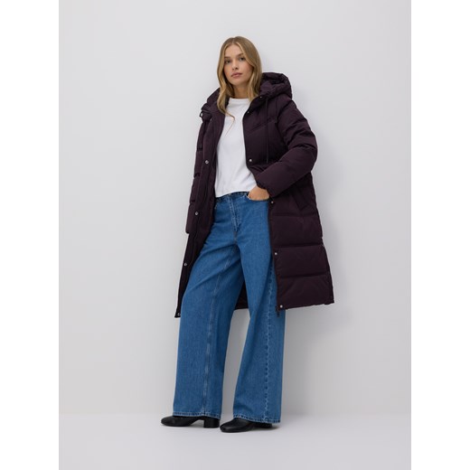 Reserved - Długa kurtka z kapturem - fioletowy ze sklepu Reserved w kategorii Kurtki damskie - zdjęcie 187395513