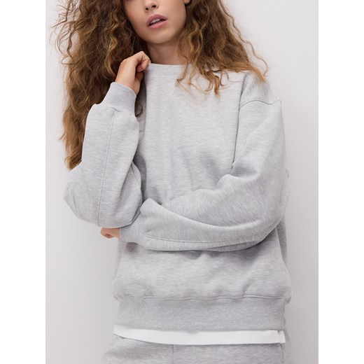 Reserved - Gładka bluza z bawełną - jasnoszary ze sklepu Reserved w kategorii Bluzy damskie - zdjęcie 187395652