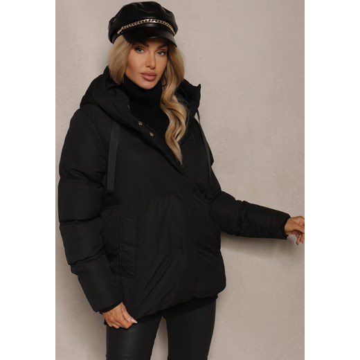 Czarna Kurtka Basic Pikowana z Nieodpinanym Kapturem Vertirya ze sklepu renee.pl w kategorii Kurtki damskie - zdjęcie 187396133