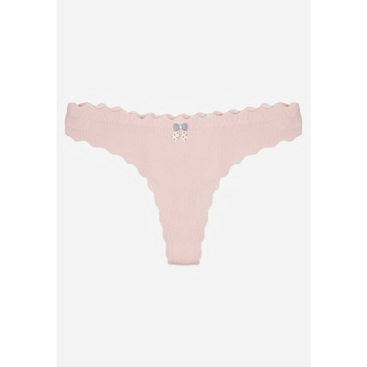 Jasnoróżowe Prążkowane Majtki Stringi z Bawełny Ilweda ze sklepu renee.pl w kategorii Majtki damskie - zdjęcie 187396140