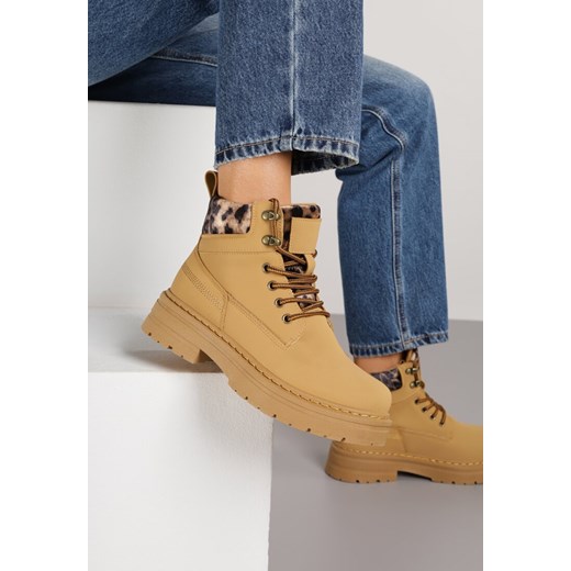 Brązowe Trapery ze Wstawkami we Wzór Vetiara ze sklepu renee.pl w kategorii Workery damskie - zdjęcie 187396163