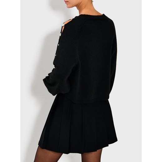 Sinsay - Sweter ze zdrobieniami na rękawach - czarny Sinsay M Sinsay