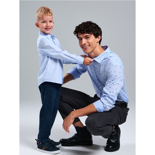 Sinsay - Koszula ze wzorem świątecznym - błękitny ze sklepu Sinsay w kategorii Koszule męskie - zdjęcie 187396730