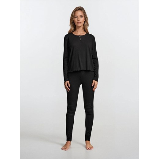 Sinsay - Prążkowana piżama dwuczęściowa - czarny ze sklepu Sinsay w kategorii Piżamy damskie - zdjęcie 187396734