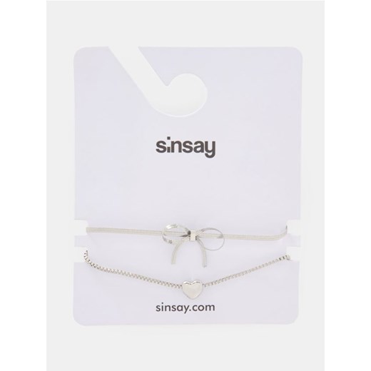 Sinsay - Bransoletki z błyszczącym wykończeniem 2 pack - srebrny ze sklepu Sinsay w kategorii Bransoletki - zdjęcie 187396754