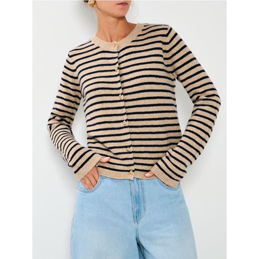 Sinsay - Rozpinany sweter w paski - beżowy ze sklepu Sinsay w kategorii Swetry damskie - zdjęcie 187396822
