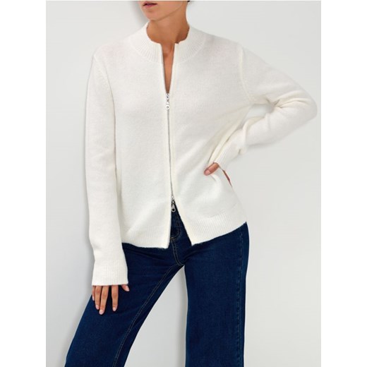 Sinsay - Rozpinany sweter - biały ze sklepu Sinsay w kategorii Swetry damskie - zdjęcie 187396833