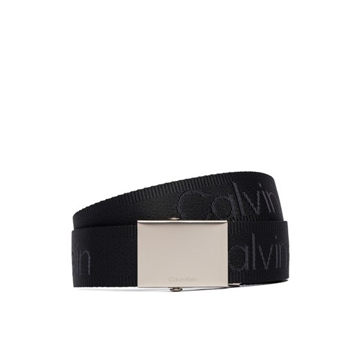 Pasek Męski Calvin Klein Logo Webbing Plaque 38Mm Fixed LV04D7075G Czarny ze sklepu eobuwie.pl w kategorii Paski męskie - zdjęcie 187396893
