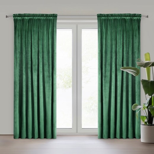 ZASŁONA GOTOWA PIERRE NA TAŚMIE 140 X 300 CM CIEMNOZIELONY ze sklepu lenaodniemowlakadoszkolniaka.pl w kategorii Zasłony - zdjęcie 187401033