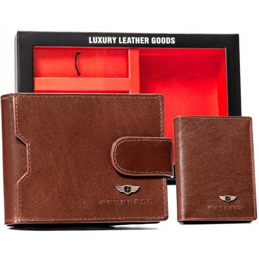 PETERSON skórzany portfel męski w zestawie etui brelok skóra naturalna RFID ze sklepu lenaodniemowlakadoszkolniaka.pl w kategorii Portfele męskie - zdjęcie 187411244