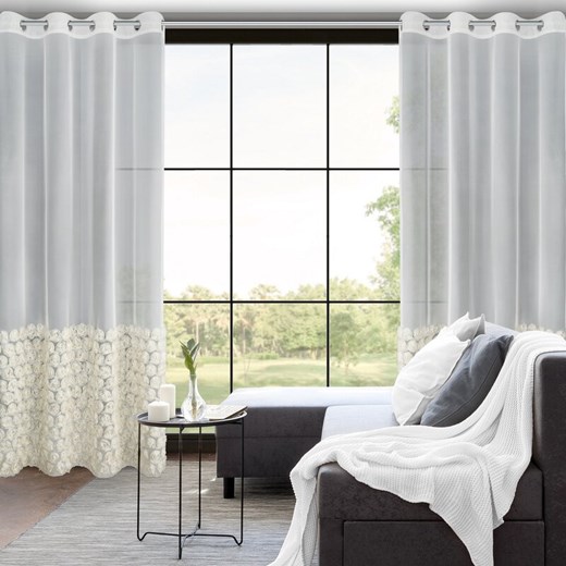 ZASŁONA GOTOWA ROSES 2 140 X 250 CM KREMOWY Eurofirany uniwersalny lenaodniemowlakadoszkolniaka.pl