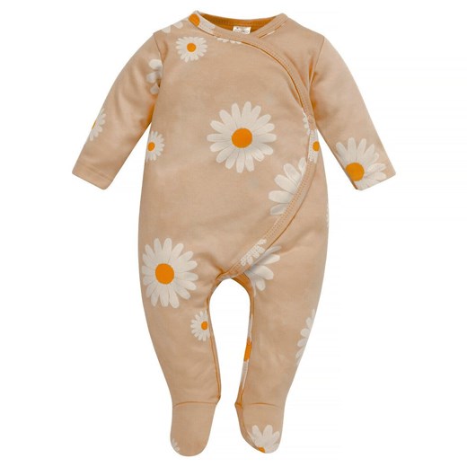 Pajacyk niemowlęcy Kopertowy DAISY beżowy,stokrotki 62 ze sklepu lenaodniemowlakadoszkolniaka.pl w kategorii Pajacyki - zdjęcie 187422633