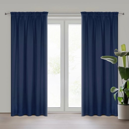 ZASŁONA GOTOWA LOGAN NA TAŚMIE 135 X 270 CM GRANATOWY ze sklepu lenaodniemowlakadoszkolniaka.pl w kategorii Zasłony - zdjęcie 187424624