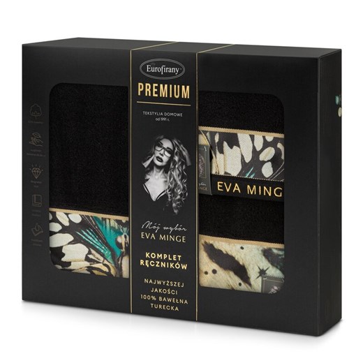 KOMPLET RĘCZNIKÓW EVA15 46 X 36 X 7 CM CZARNY ze sklepu lenaodniemowlakadoszkolniaka.pl w kategorii Ręczniki - zdjęcie 187426610