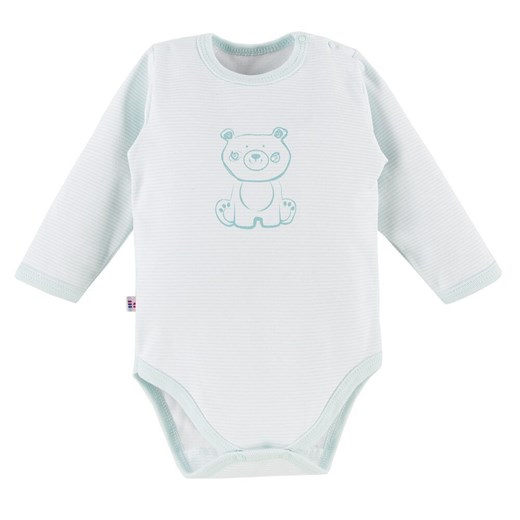 Body niemowlęce z długim rękawem dla chłopca miętowe Eevi Big Bear ze sklepu lenaodniemowlakadoszkolniaka.pl w kategorii Body niemowlęce - zdjęcie 187430004