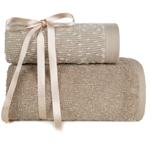 KOMPLET RĘCZNIKÓW 2 37 X 25 X 10 CM JASNOBRĄZOWY ze sklepu lenaodniemowlakadoszkolniaka.pl w kategorii Ręczniki - zdjęcie 187436674