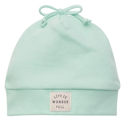 Czapka miętowa z naszywką Spring Light ze sklepu lenaodniemowlakadoszkolniaka.pl w kategorii Odzież dla niemowląt - zdjęcie 187440681